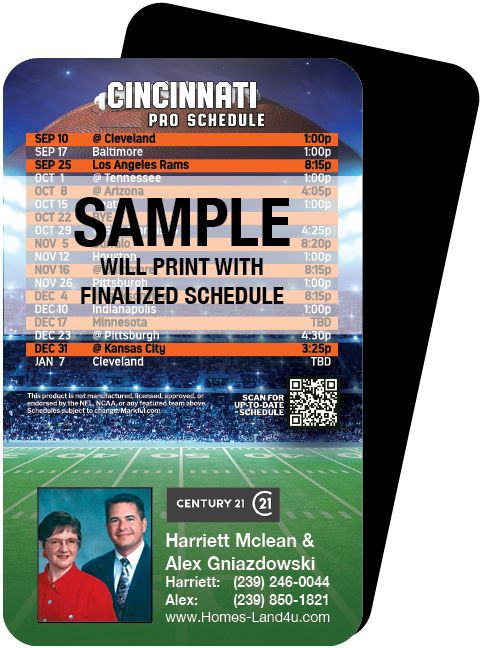 Magnetic Business Card Real Estate Football Schedules  |Realtor Tools